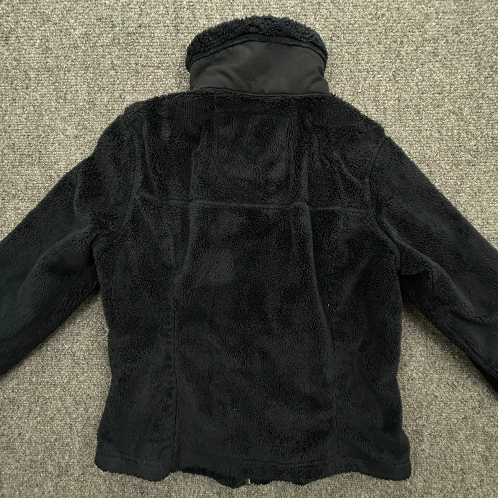 Abercrombie Fleece Jacket Kids M Black Sherpa‎ Full Zip Pink Logo Mock Neck